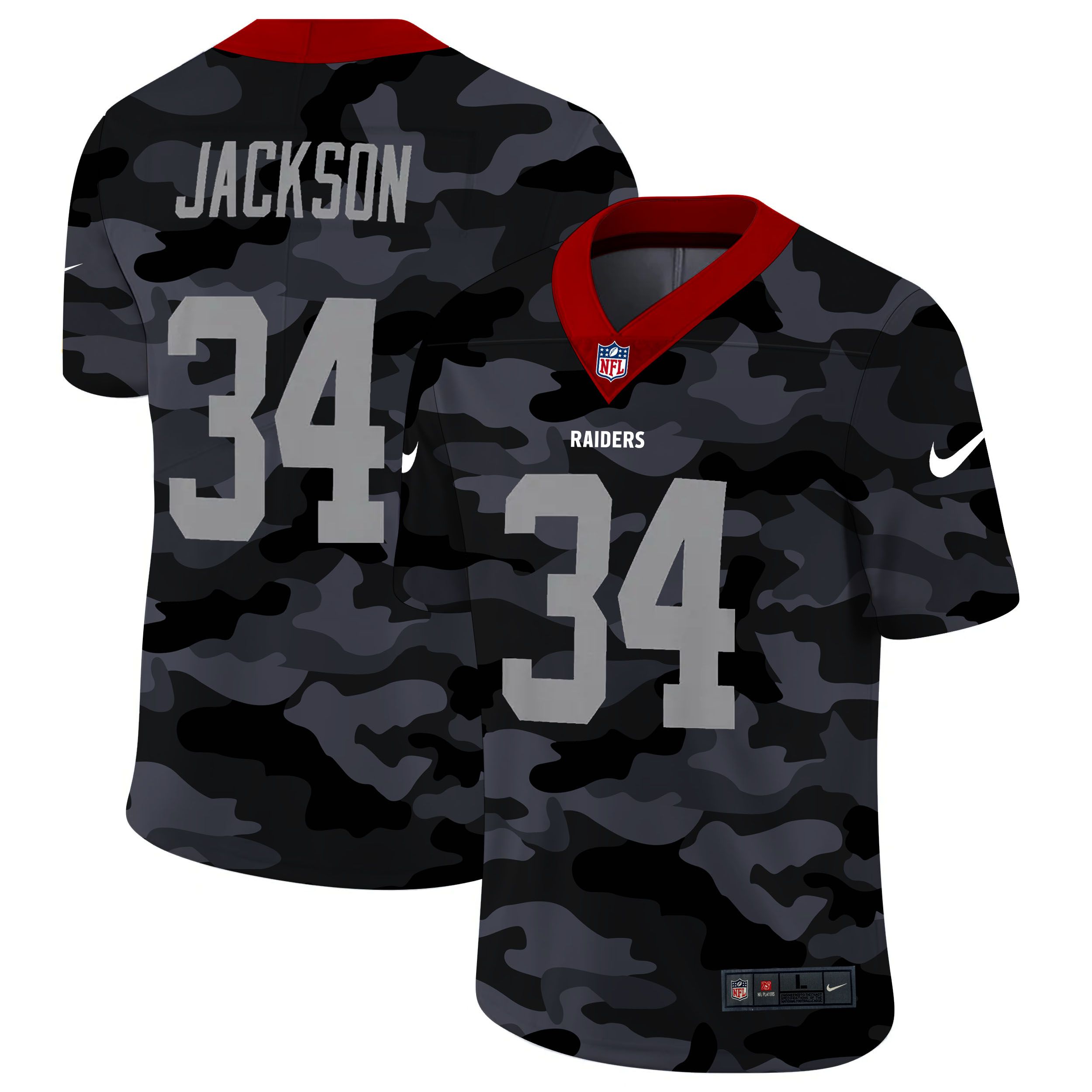 Men Oakland Raiders #34 Jackson 2020 Nike 2ndCamo Salute to Service Limited NFL Jerseys->oakland raiders->NFL Jersey